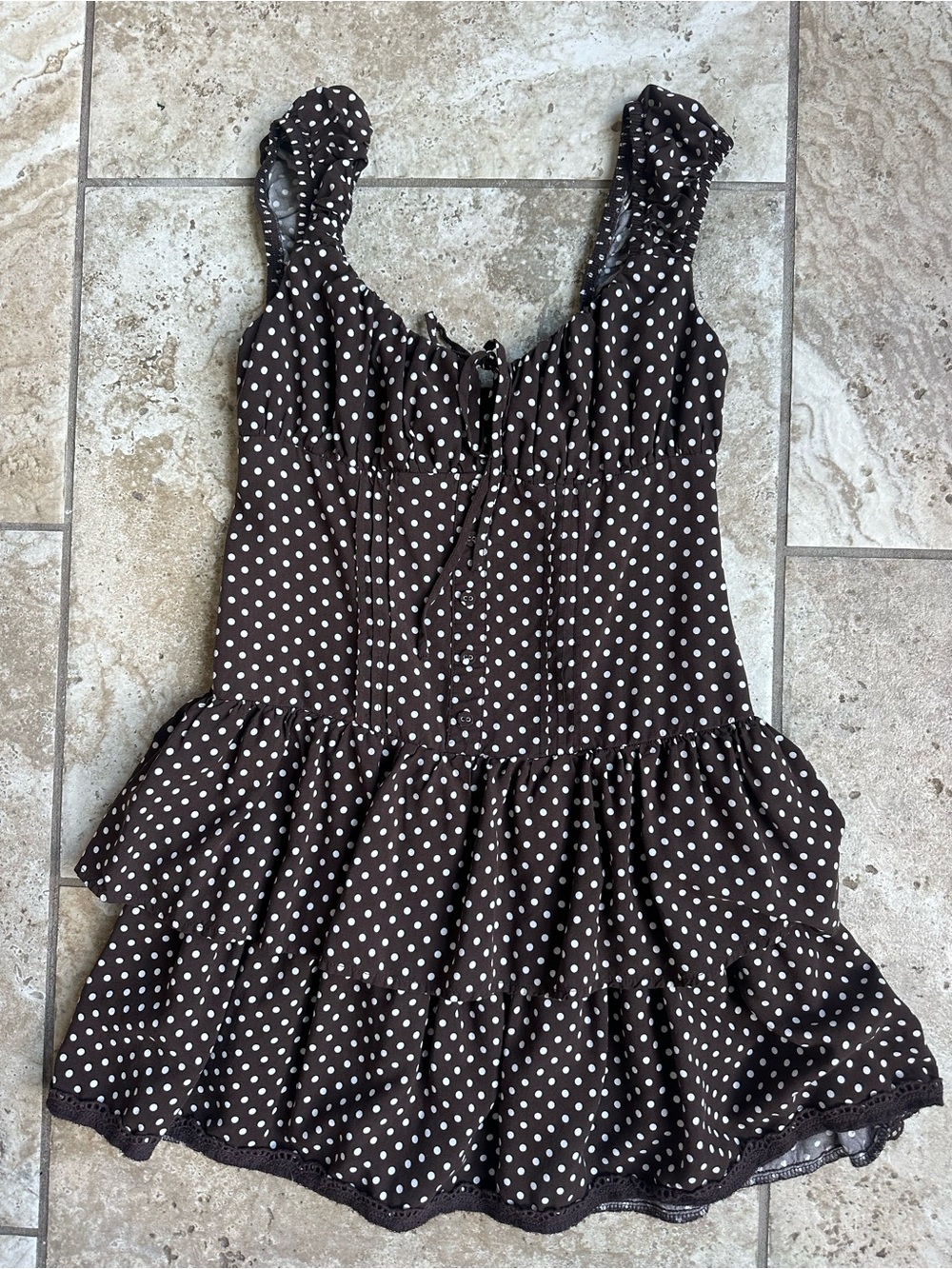 Wild fable Polka Dot Tiered Brown Sundress